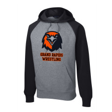 Grand Rapids Wrestling Black/Vintage Heather Raglan Colorblock Pullover Hooded Sweatshirt